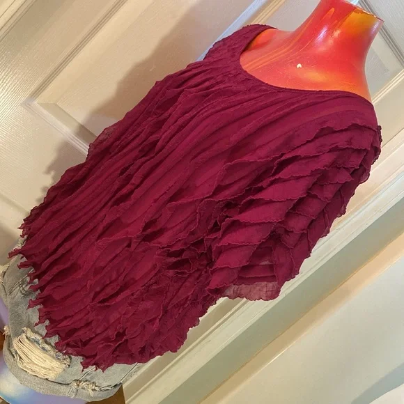 Sunny Taylor Women's Fuchsia Ruffle Blouse - Picture 5 of 12